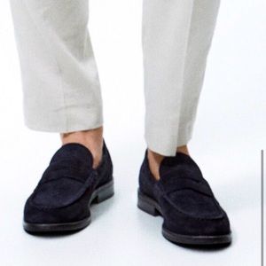 Zara suede loafers in navy